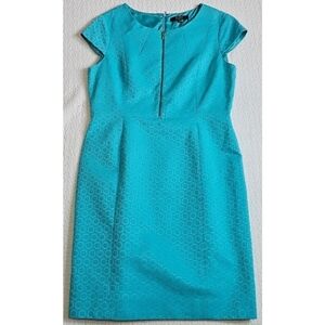 Alex Marie Womens Retro Turquoise Jacquard Sheath Dress